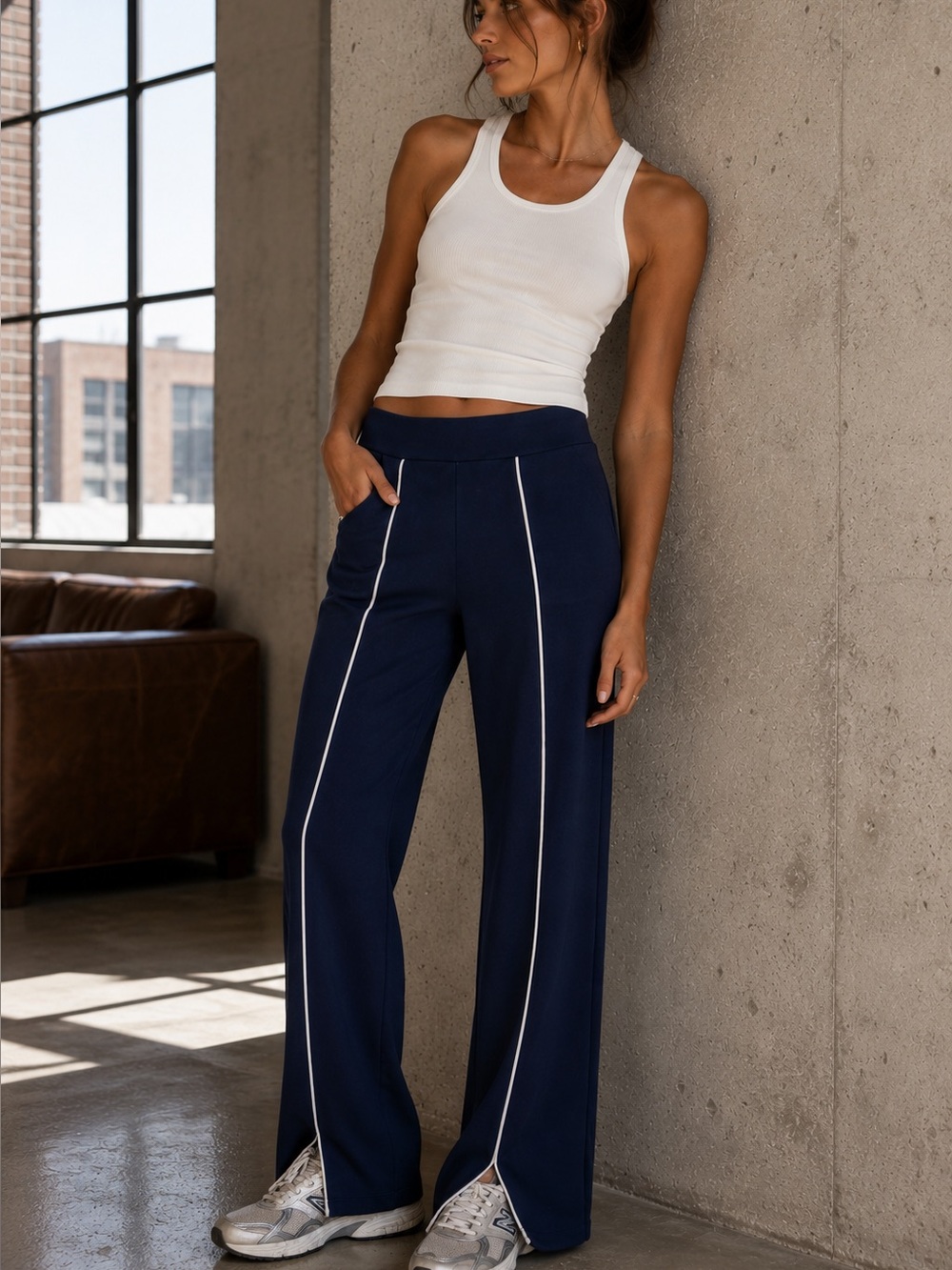 SPANX AirEssentials Straight Leg Track Pants Navy XS NWT
